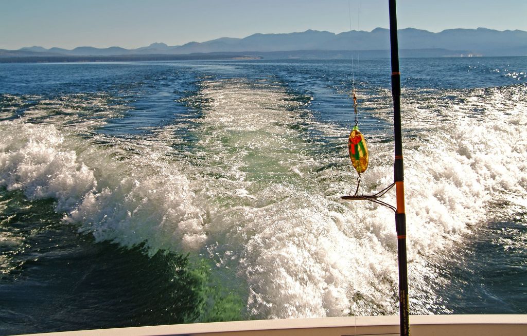 View of rod fishing on Yellowstone Lake