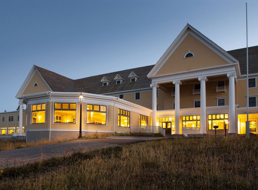 Lake Yellowstone Hotel at dusk