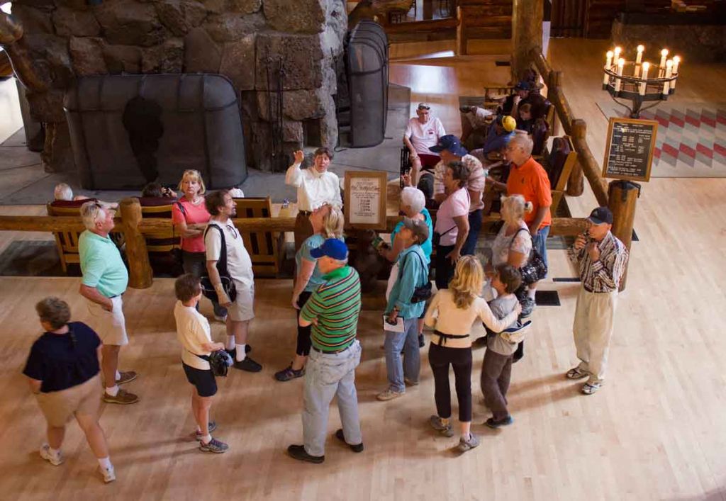 Ruth Quinn giving a tour at the Old Faithful Inn