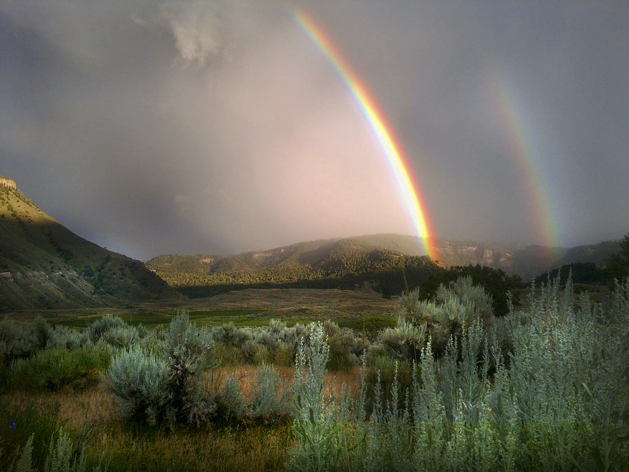 Double rainbow seen from Lower Mammoth