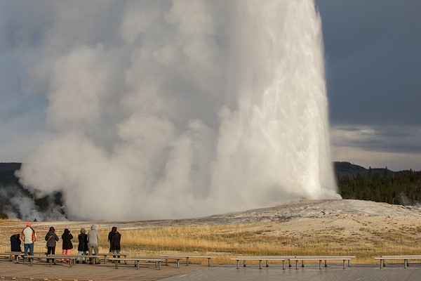 Old Faithful Geyser Rainy Day