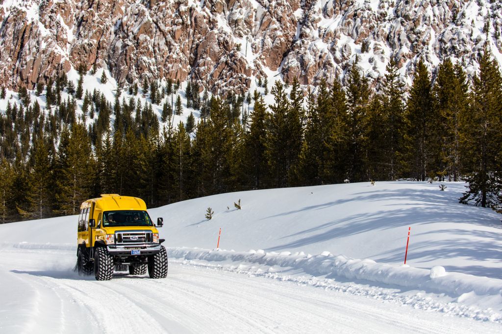 Snowcoach near Tuff Cliff