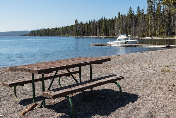 Picnic bench and dock on Plover Point