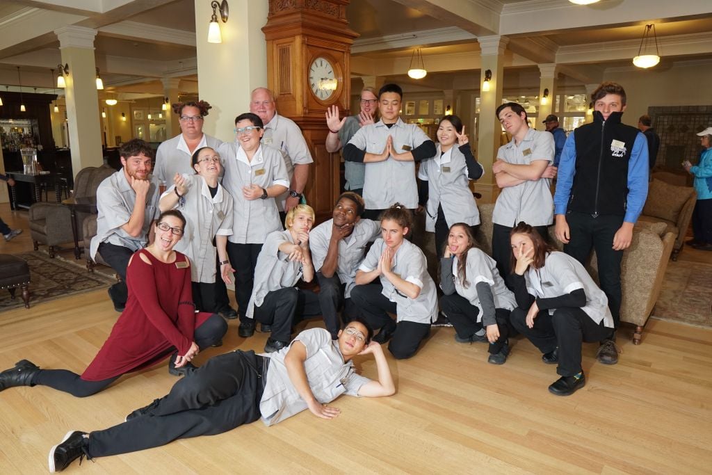 Housekeepers posing in the Lake Hotel