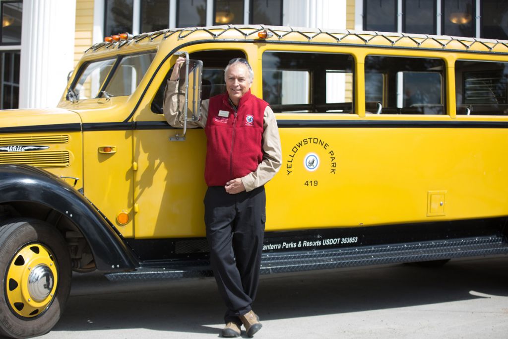 Historic Yellow Bus Driver