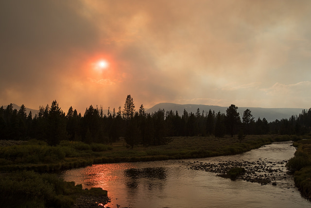 Smokey sunset over the Gardner River