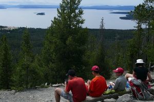 Visitors taking a break at the top of Elephant Back Trail