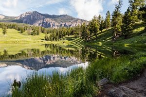 Trout Lake with mountains in the background