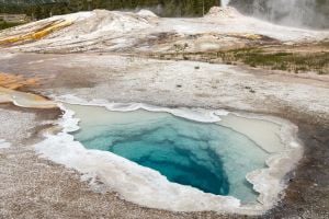 Lion Geyser and Heart Spring on a sunny afternoon