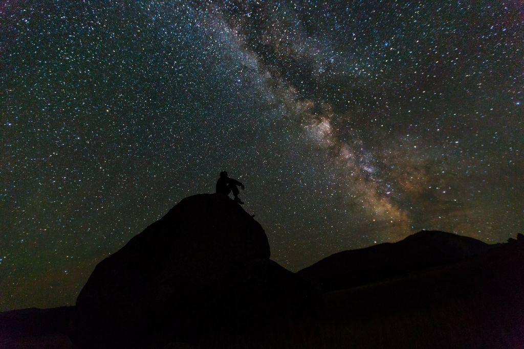 Enjoying the night sky, Mammoth Hot Springs