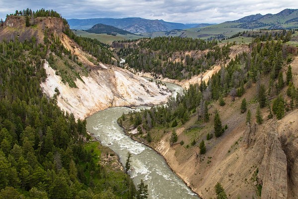 Views of Yellowstone River from Calcite Springs Overlook looking down river