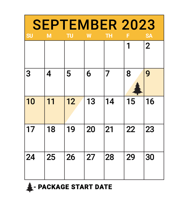 2023 Package Start Dates: Sept. 8 only