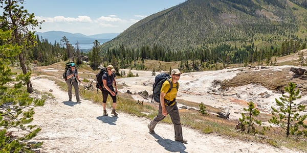 Hikers near Heart Lake Geyser Basin Upper Group