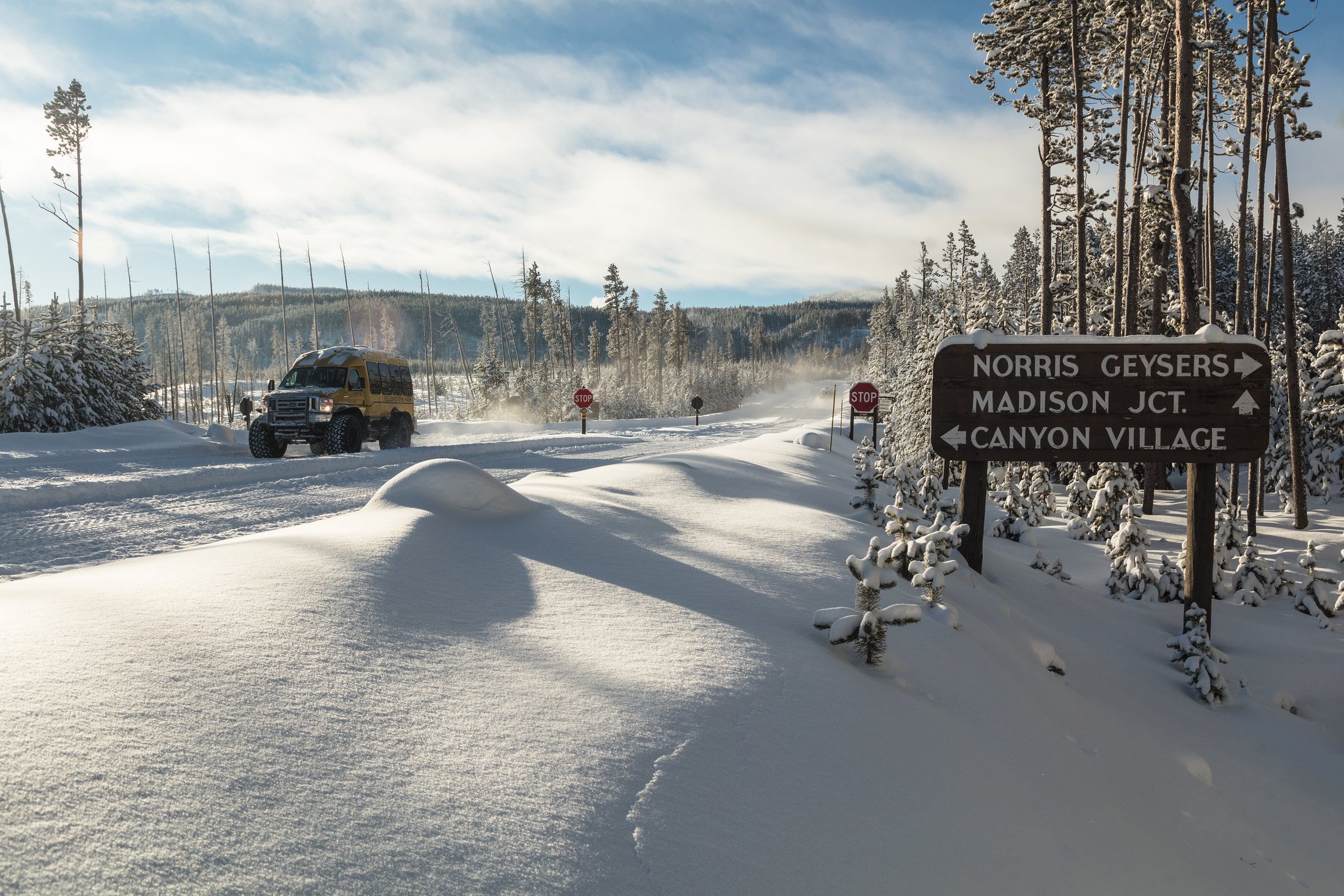 Norris Junction southbound sign in winter