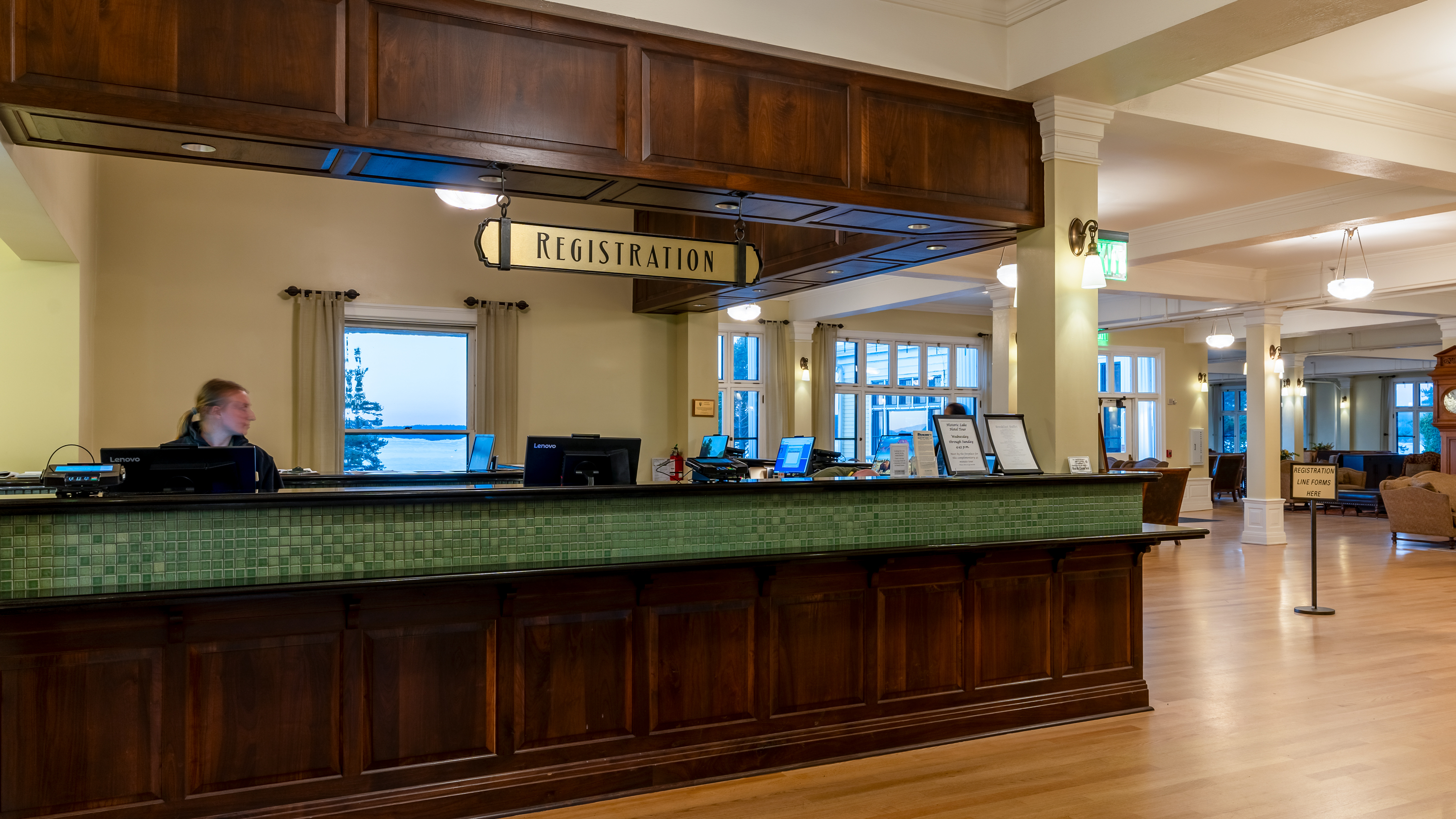 Reception desk at Lake Yellowstone Hotel