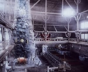 Historic photo of Old Faithful Inn lobb
