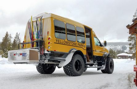 Skier shuttle from Old Faithful Snow Lodge