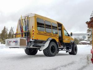 Skier shuttle from Old Faithful Snow Lodge