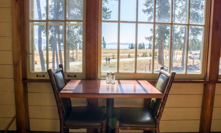 Dining table overlooking Yellowstone Lake