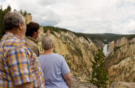 Tour group looking at canyon