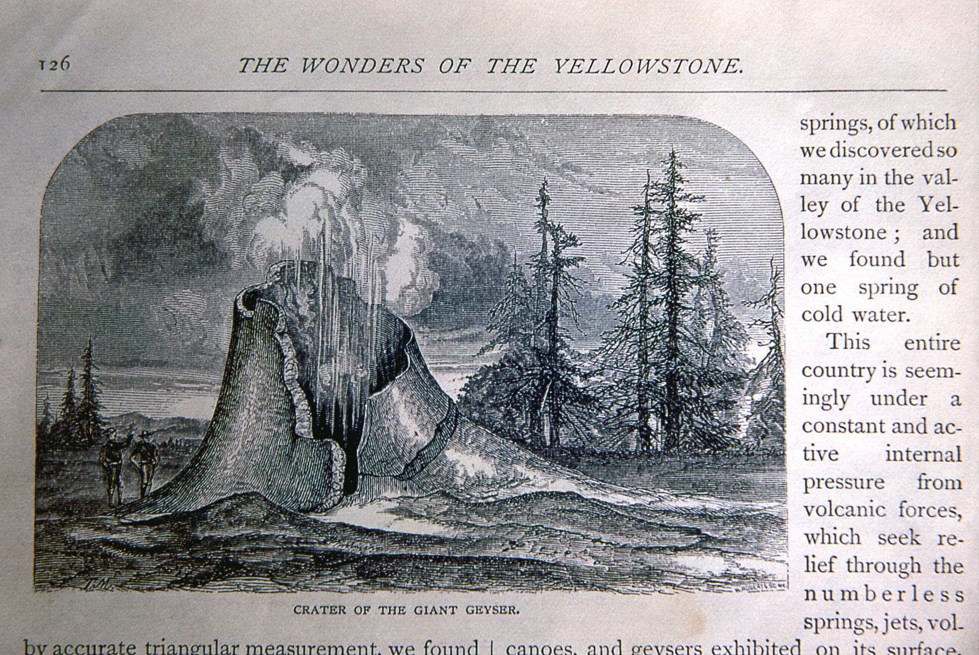 "Crater of the Giant Geyser", illustration from "The Wonders of the Yellowstone"; NP Langford; May/June 1871 issue of Scribner's Monthly