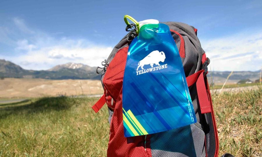Backpack with Yellowstone water bottle