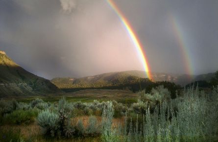 Double rainbow seen from Lower Mammoth