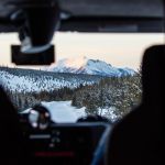 Sunset views of Electric Peak from the snowcoach