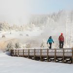 Exploring the boardwalks near Castle Geyser