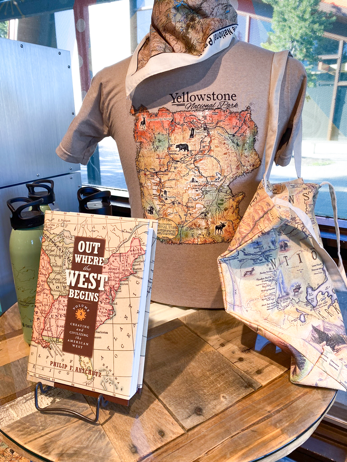 Yellowstone map t-shirt and book at Canyon Gift Shop