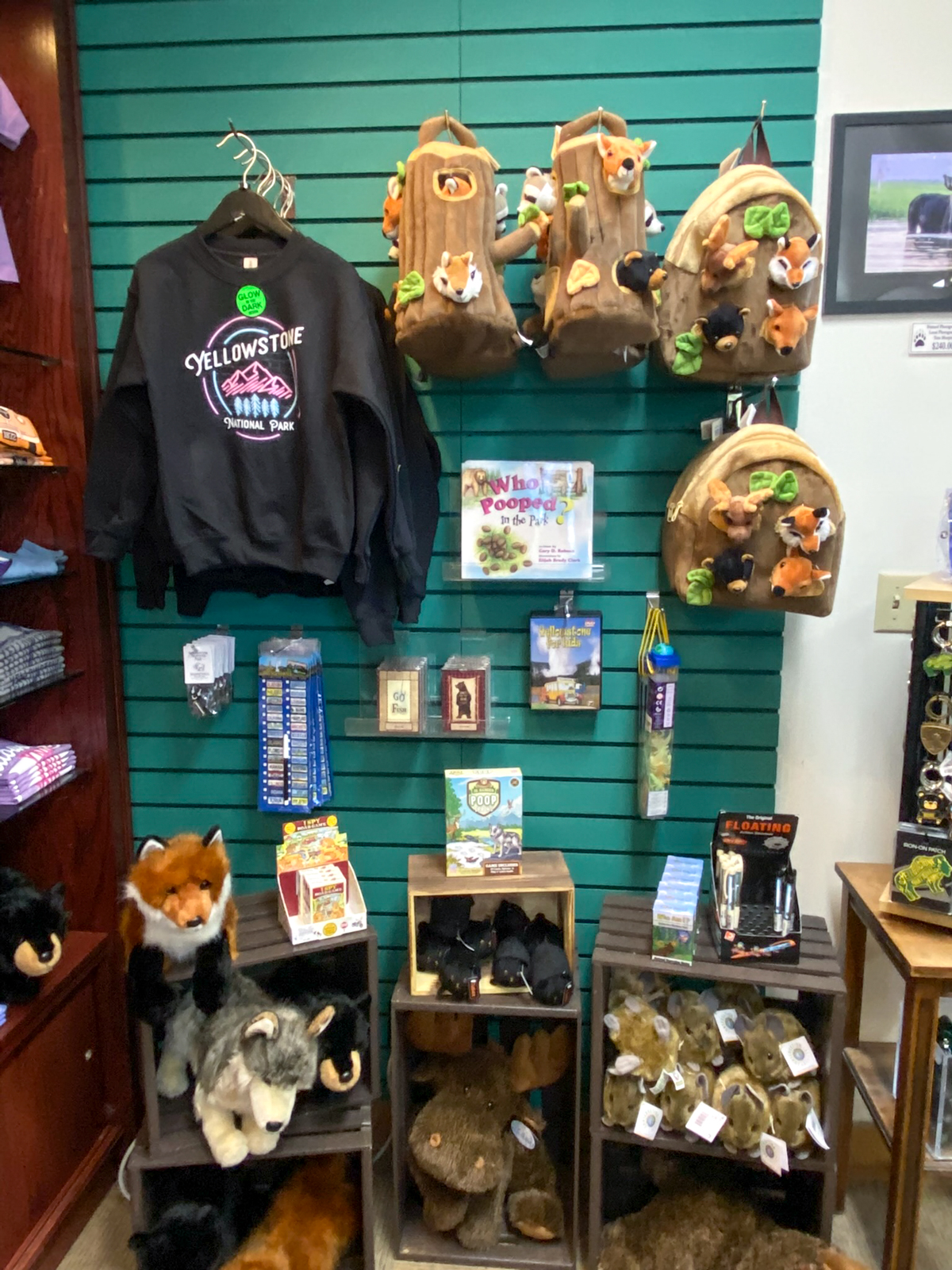 Sweatshirt and stuffed animals at Grant Village Gift Shop