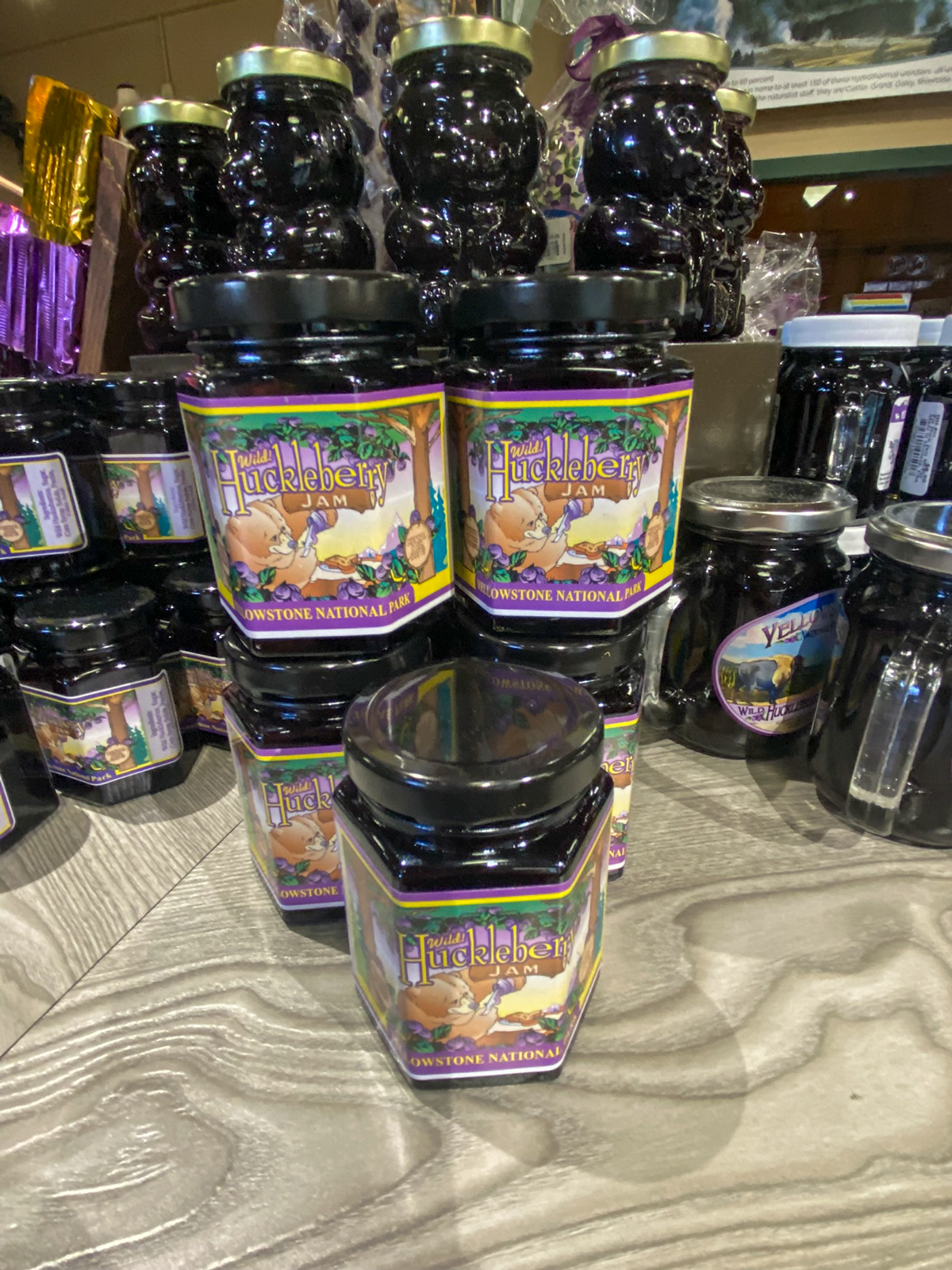 Huckleberry jam and honey at Old Faithful Lodge Gift Shop