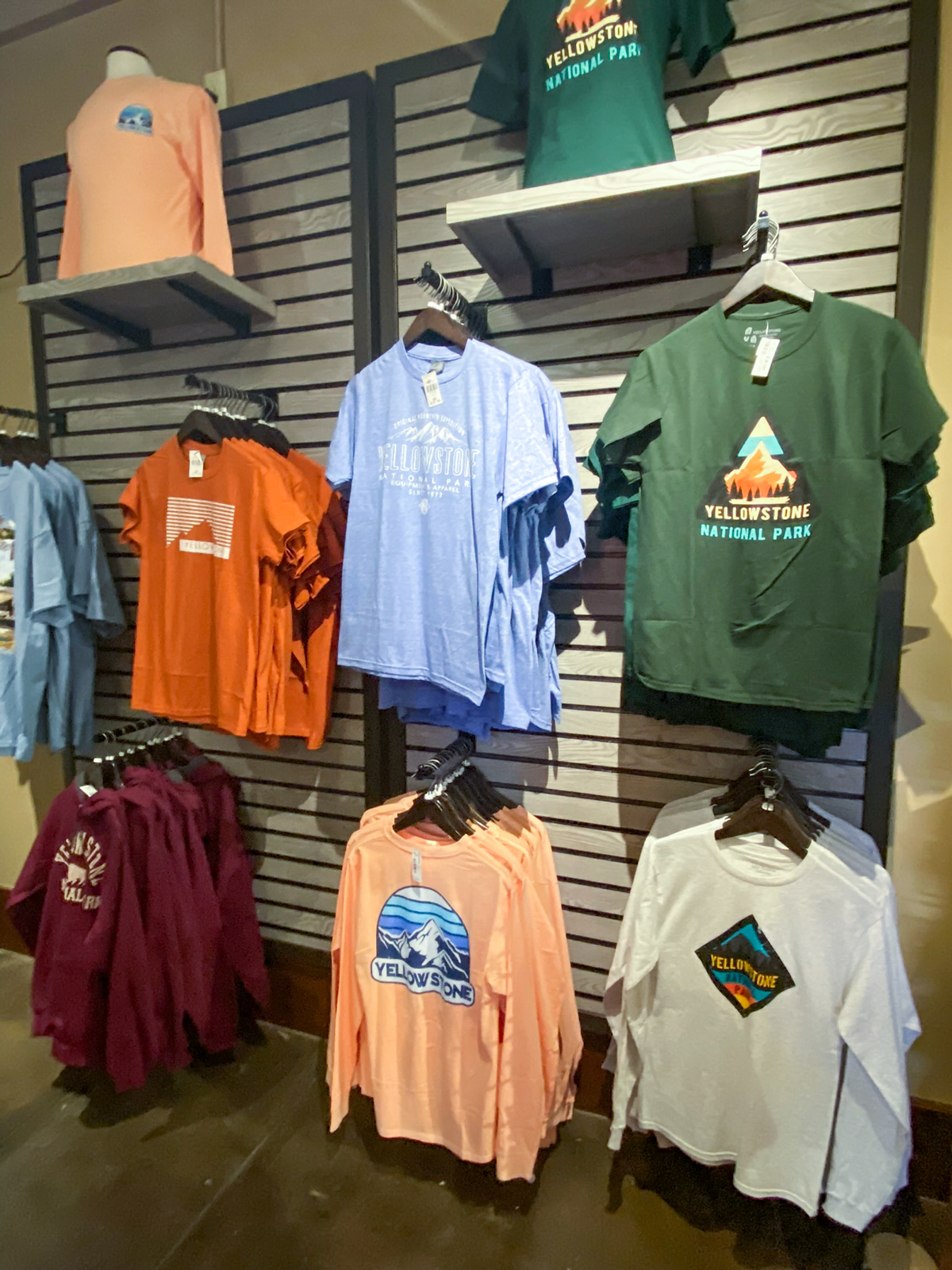Yellowstone t-shirts at Old Faithful Lodge Gift Shop