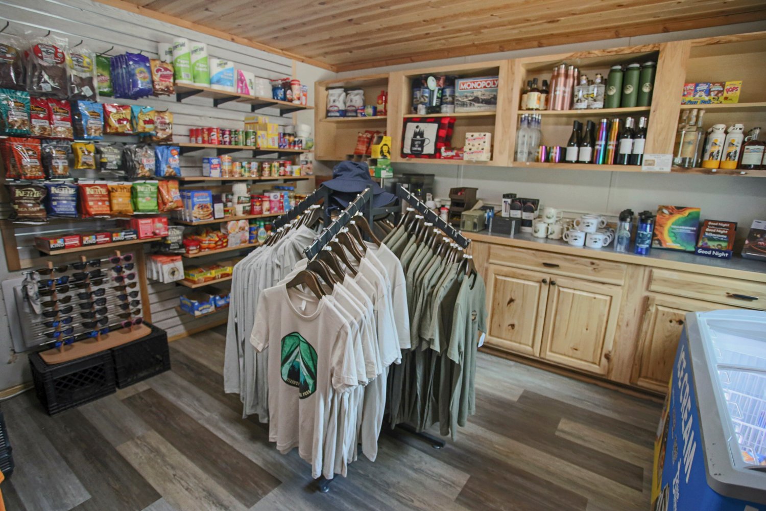 Food and t-shirt at Madison Mercantile