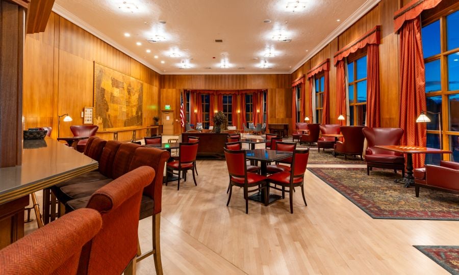 Mammoth Hotel Map Room interior from the bar area