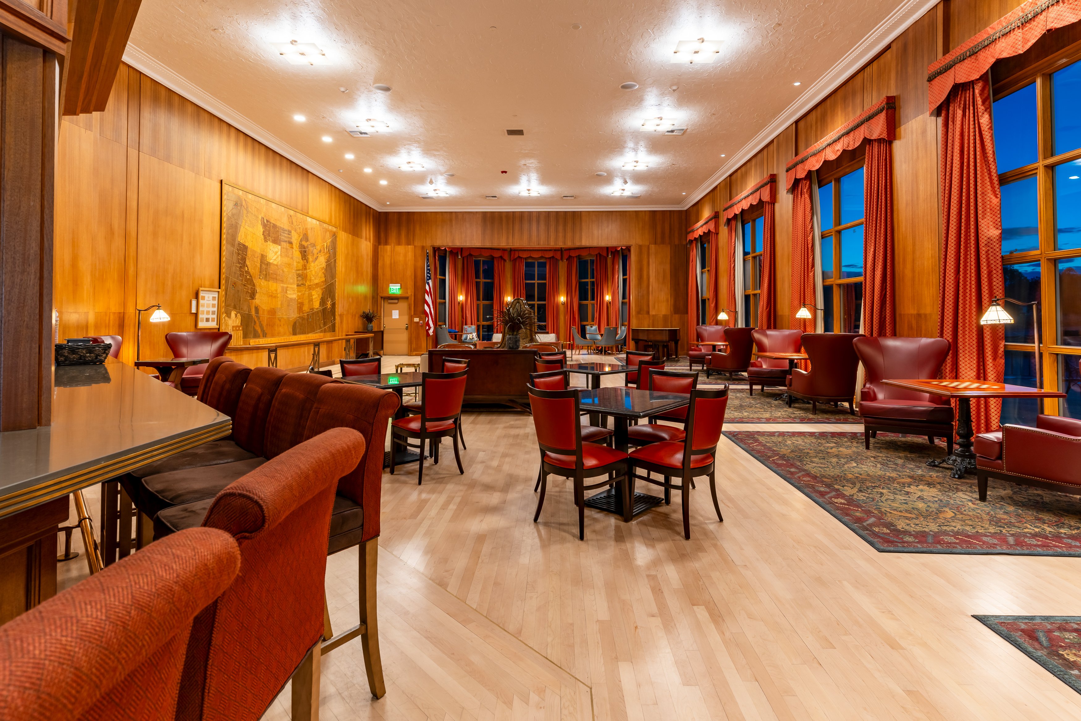 Mammoth Hotel Map Room interior from the bar area