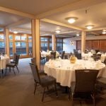 Meeting Room at Old Faithful Snow Lodge set with round tables