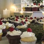 Close-up of wedding cupcakes