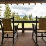 Two rocking chairs on the porch at Roosevelt Lodge