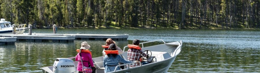 people in a rental boat