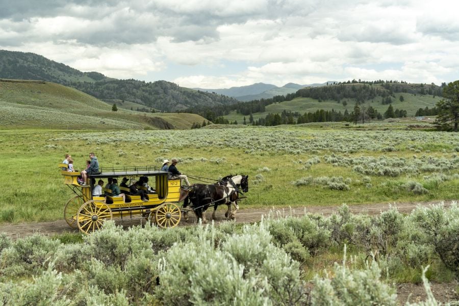 stagecoach in a valley
